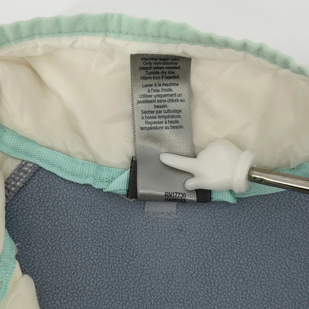 Champion Hybrid Puffer Jacket Womens Small Grey White Full Zip Mock Neck Active